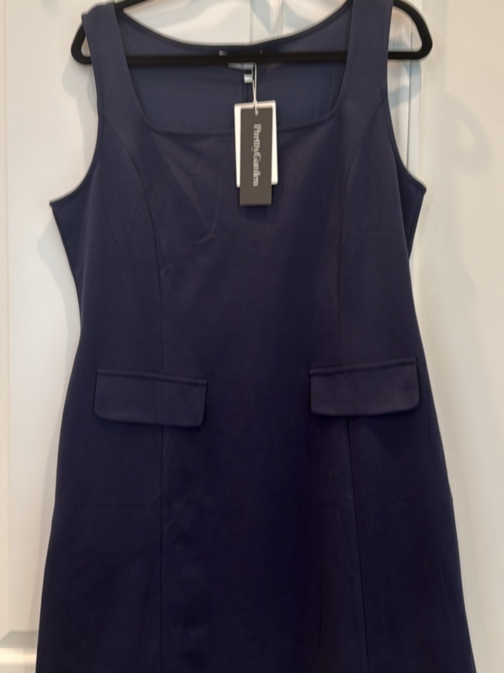 PetiteSophisticate Navy Square-Neck Midi Dress